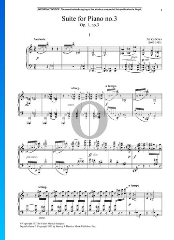 Suite For Piano, Op. 1 No. 3 Spartito