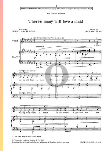 There's many will love a maid Sheet Music