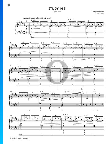Study in E Major, Op. 45 No. 9 Sheet Music