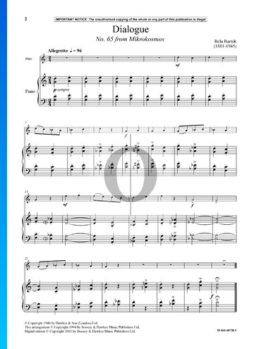 Mikrokosmos, Sz. 107 Vol. 2: No. 65 Dialogue Sheet Music