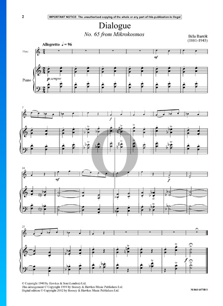 Mikrokosmos, Sz. 107 Vol. 2: Nr. 65 Dialog Musik-Noten