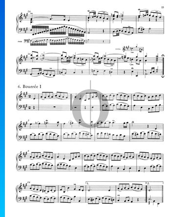 Suite inglesa n.º 1 en la mayor, BWV 806: 6./7. Bourrée I y II Partitura