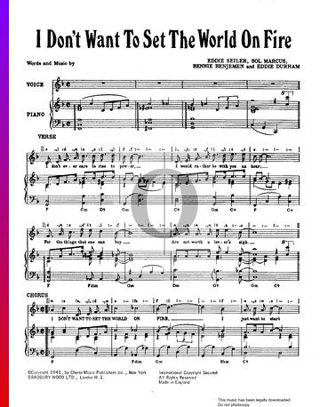 I Don't Want To Set The World On Fire Partitura