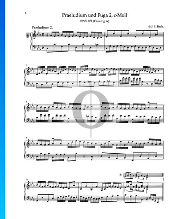 Praeludium c-Moll, BWV 871 Musik-Noten