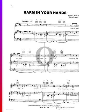 Harm In Your Hands Musik-Noten