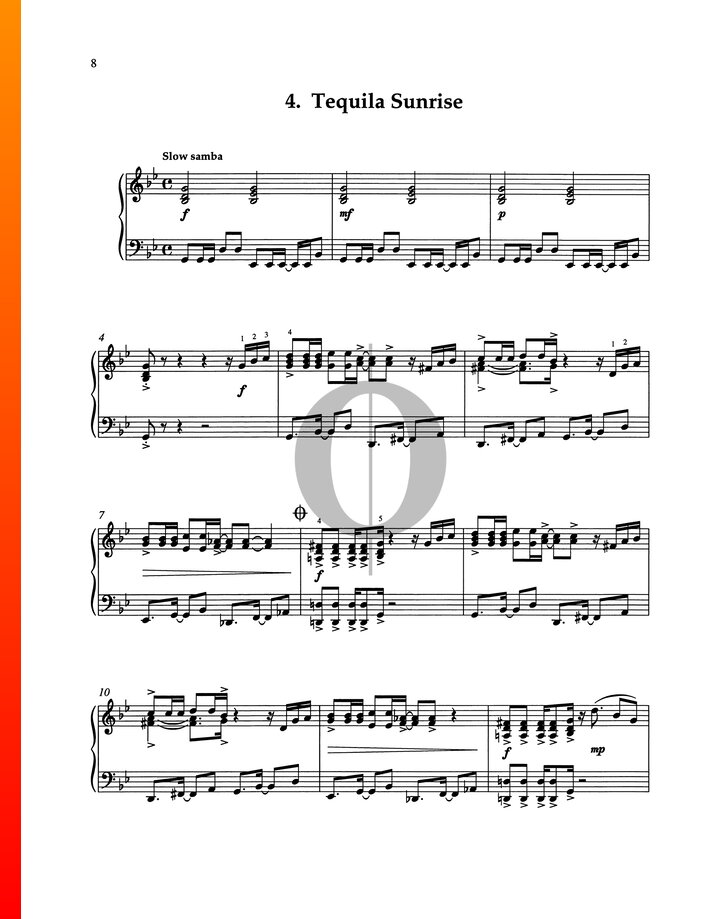Tequila Sunrise (Pam Wedgwood) Piano Sheet Music OKTAV