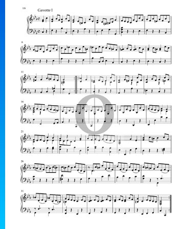 Suite in c-Moll, BWV 1011: 5. Gavotte I Musik-Noten