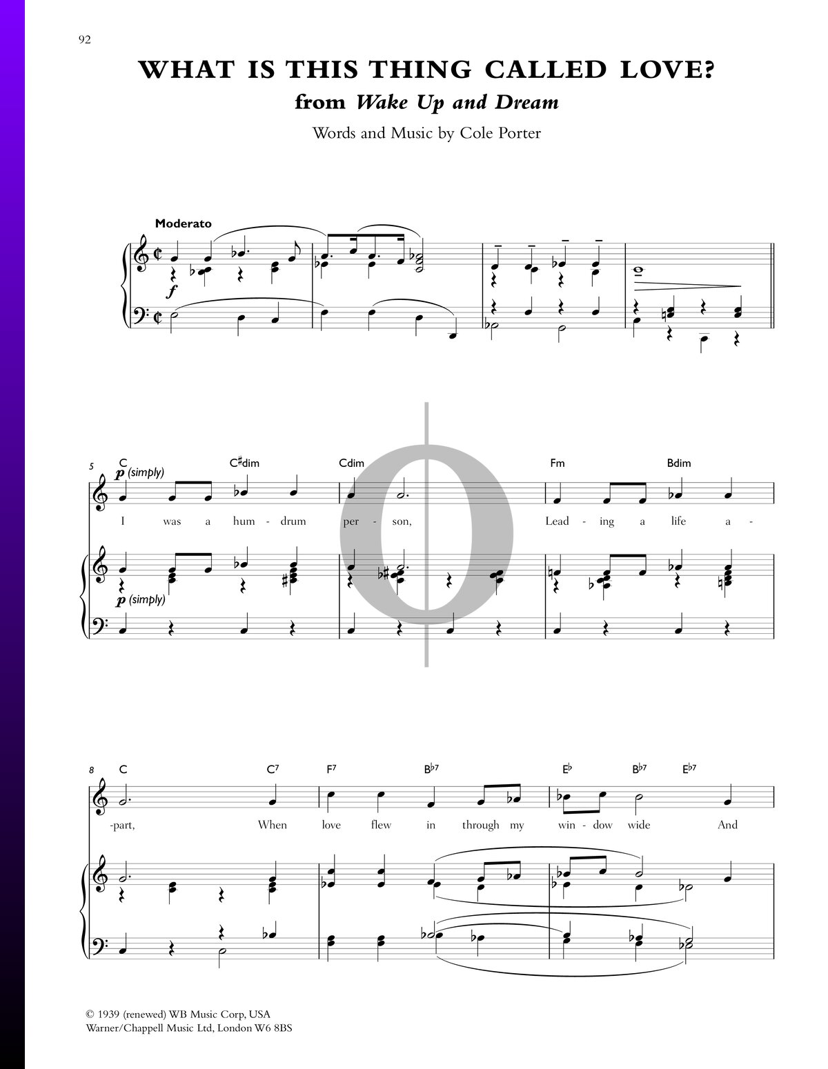 What Is This Thing Called Love Sheet Music Piano Guitar Voice OKTAV