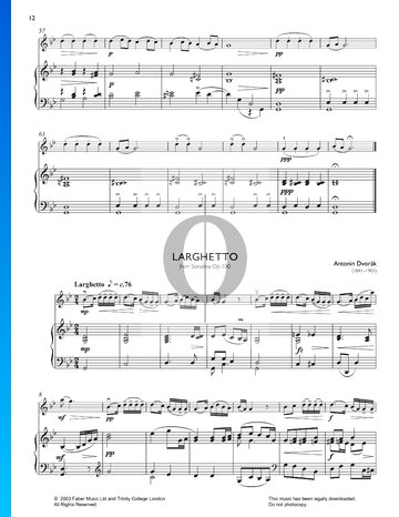 Sonatina in G Major, Op. 100: 2. Larghetto Partitura