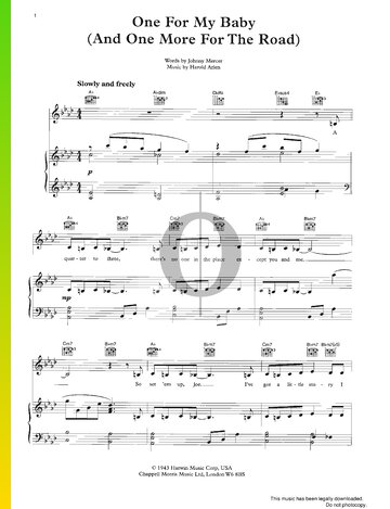 One For My Baby (And One More For The Road) Sheet Music