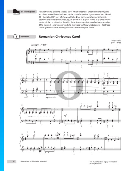 Romanian Christmas Carol, Series 2, Sz. 57: No. 10. Allegro Partitura