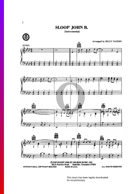 Sloop John B Musik-Noten