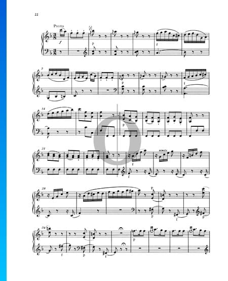 Piano Sonata No. 2 F Major, KV 280 (189c): 3. Presto