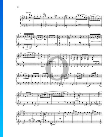 Partition Sonate pour Piano No. 2 Fa Majeur, KV 280 (189c): 3. Presto