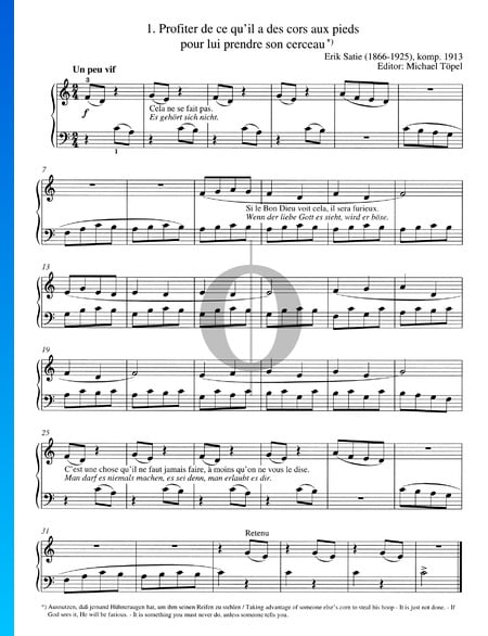 Profiter de ce qu'il a des cors aux pieds pour lui prendre son cerceau Sheet Music