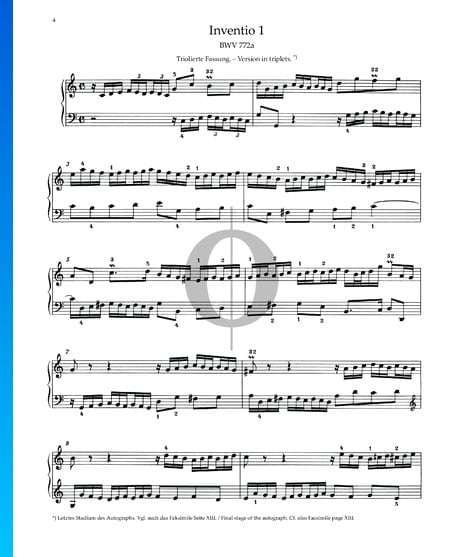 Invention 1a, BWV 772a Sheet Music