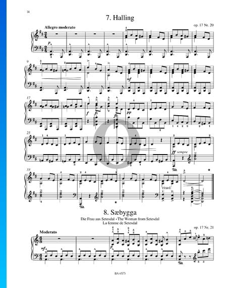 Halling, Op. 17 n.º 20 Partitura