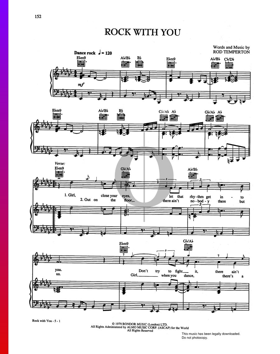 Rock With You (Michael Jackson) Piano Sheet Music - OKTAV