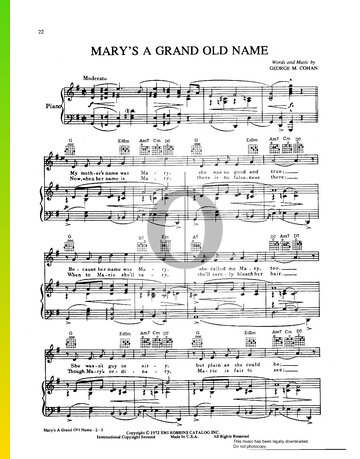 Mary's A Grand Old Name Sheet Music