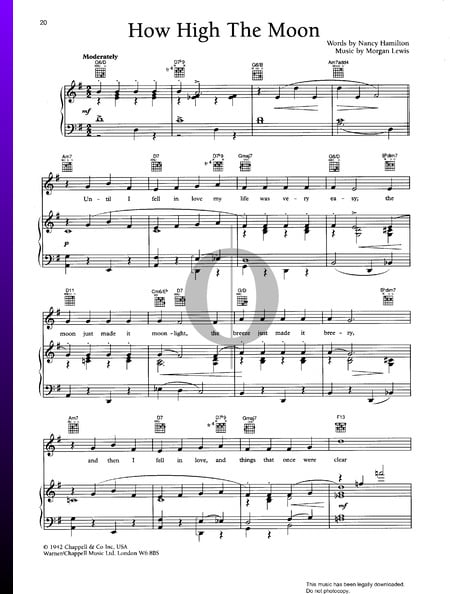 How High The Moon Musik-Noten