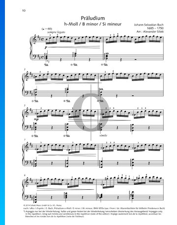 Partition Prélude en Si mineur, BWV 855a