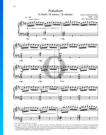 Prélude en Si mineur, BWV 855a