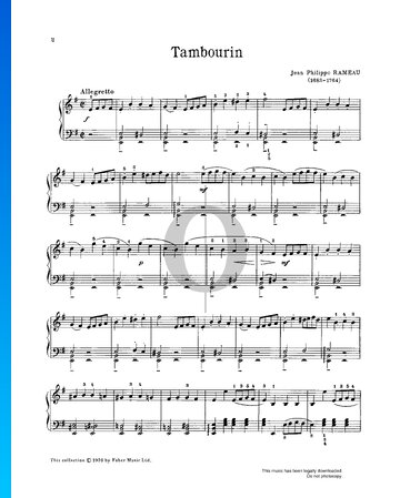 Suite in e-Moll: 8. Tambourin Musik-Noten