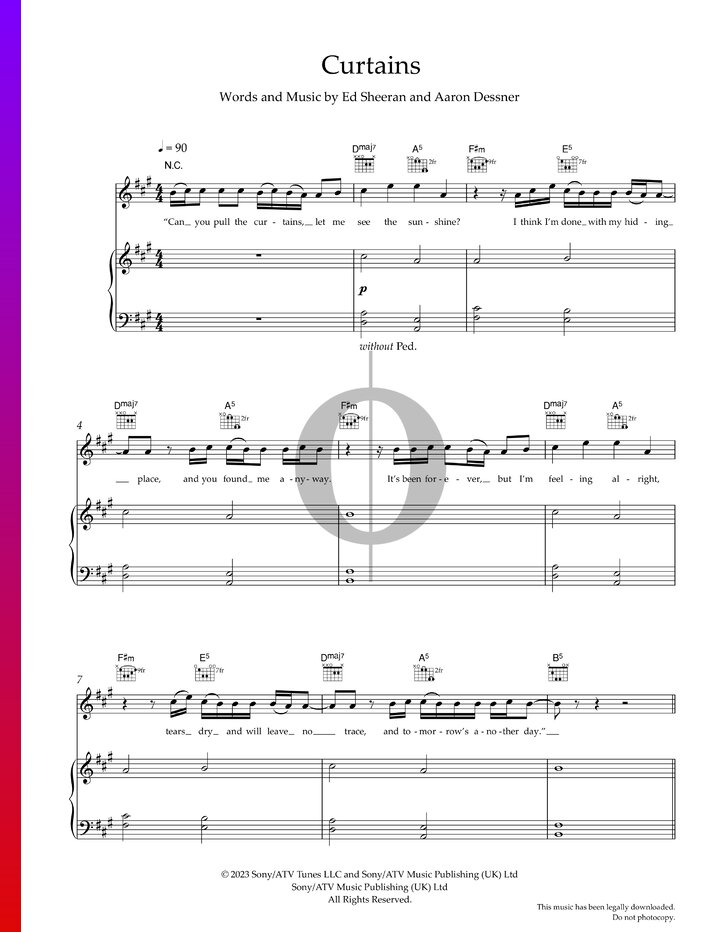 Curtains (Ed Sheeran) Piano Sheet Music OKTAV