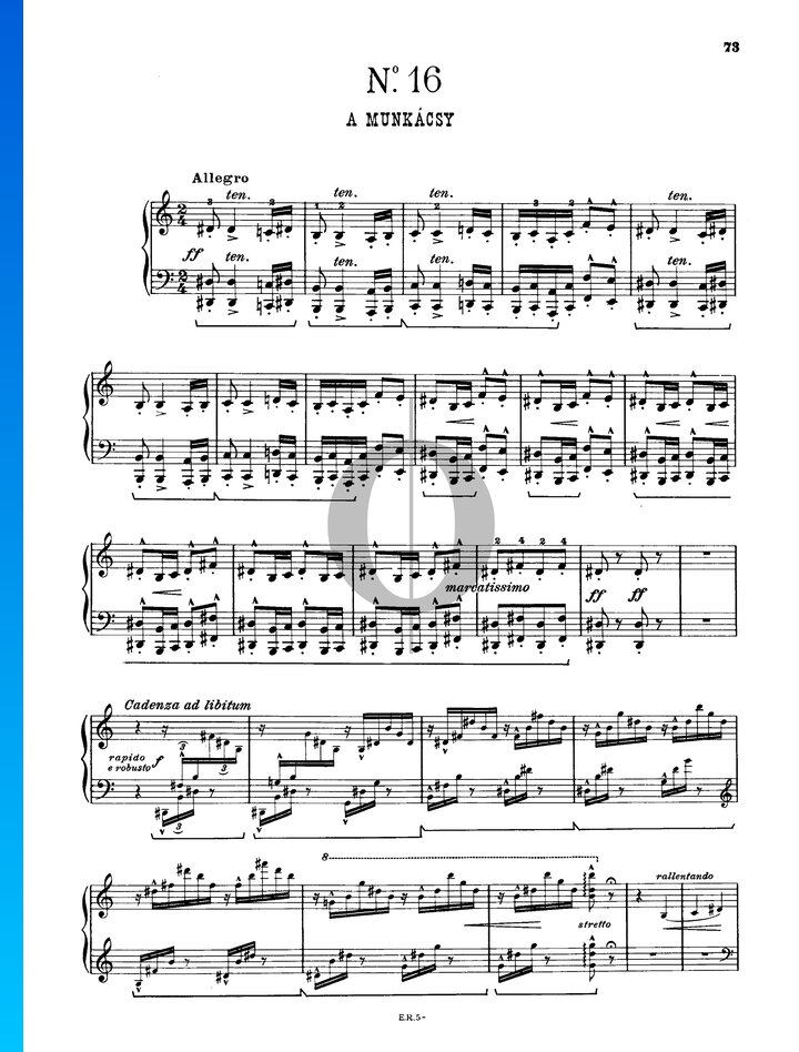 Hungarian Rhapsody No. 16, S.244/16 (Franz Liszt) Piano Sheet Music - OKTAV