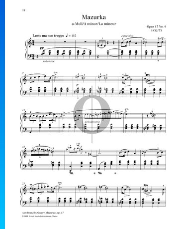Mazurka in A Minor, Op. 17 No. 4 Sheet Music