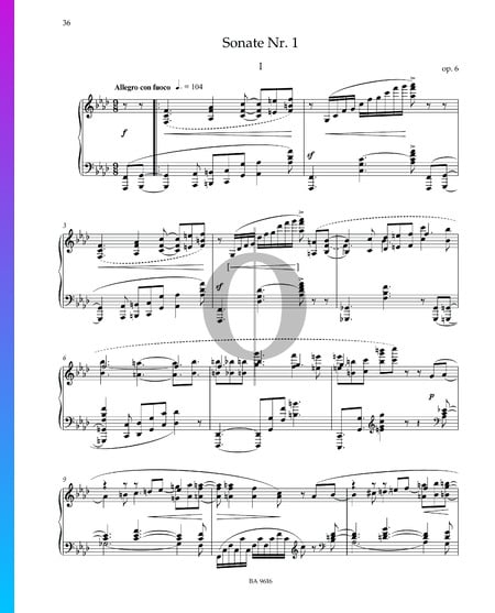 Sonate No. 1 en Fa mineur, Op. 6: 1. Allegro con fuoco Partition