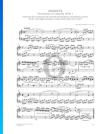Sonatine in C Major, Op. 36 No. 1: 2 Andante Partitura