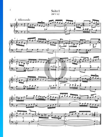 French Suite No. 1 D Minor, BWV 812: 1. Allemande Sheet Music