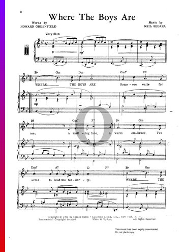 Where The Boys Are Sheet Music