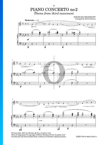 Partition Concerto pour piano n° 2, op. 18 : 3. Allegro scherzando (Thème)