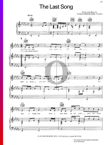 The Last Song Sheet Music