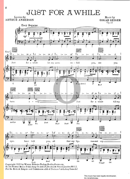 Just For A While Musik-Noten