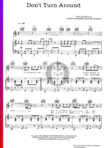 Cerdo zona As Don't Turn Around Partitura » Tina Turner (Piano, Voz, Guitarra) | Descarga  PDF - OKTAV