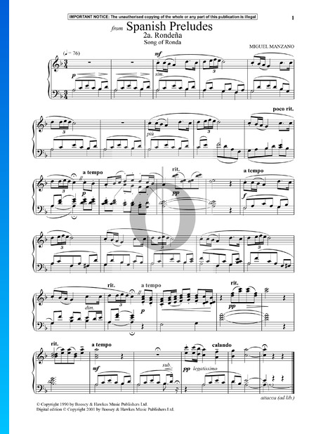 Spanish Preludes: 2a. Rondena (Song of Ronda) Musik-Noten