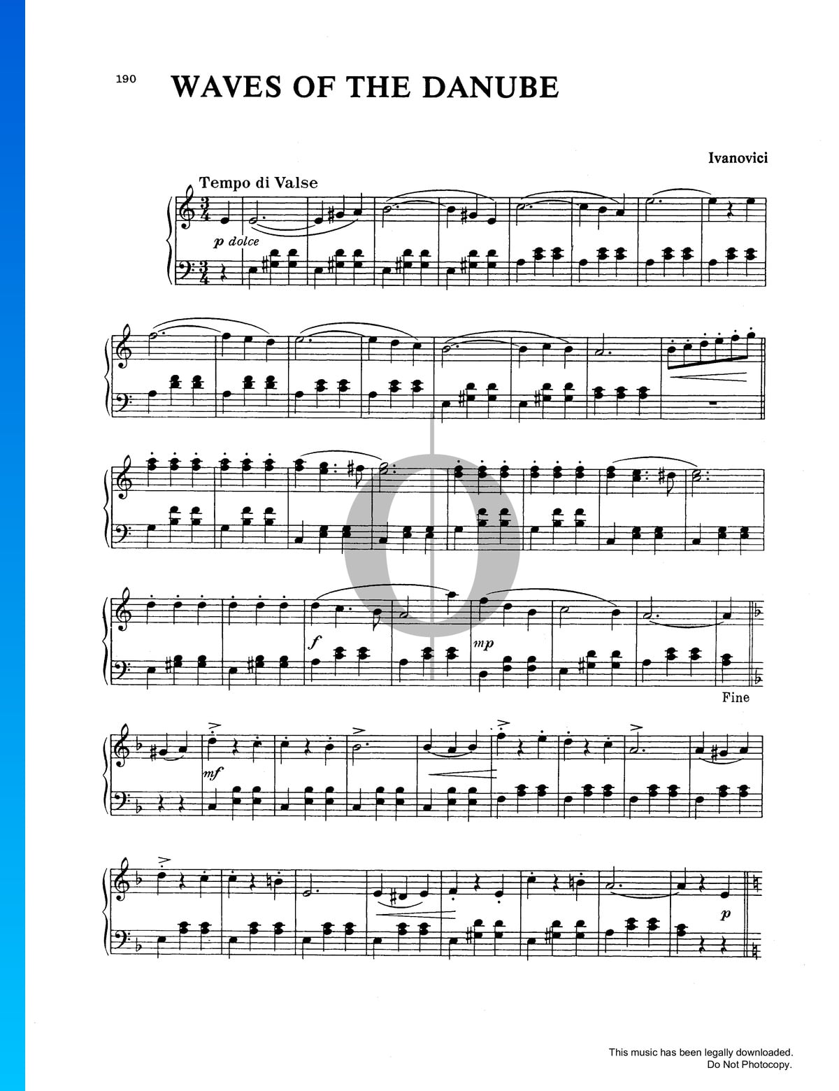 ozono vestir Privilegio Olas del Danubio Partitura » Iosif Ivanovici (Piano Solo) | Descarga PDF -  OKTAV