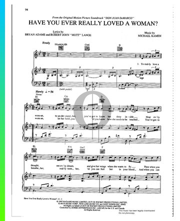 Have You Ever Really Loved A Woman Sheet Music