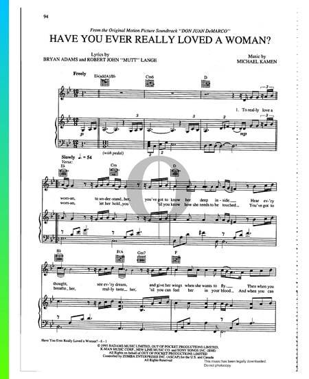 Have You Ever Really Loved A Woman Partitura