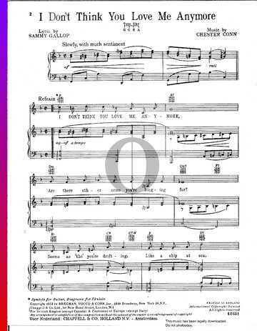 I Don't Think You Love Me Anymore Partitura