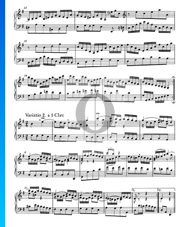 Goldberg Variationen,  BWV 988: Variatio 2. a 1 Clav. Musik-Noten