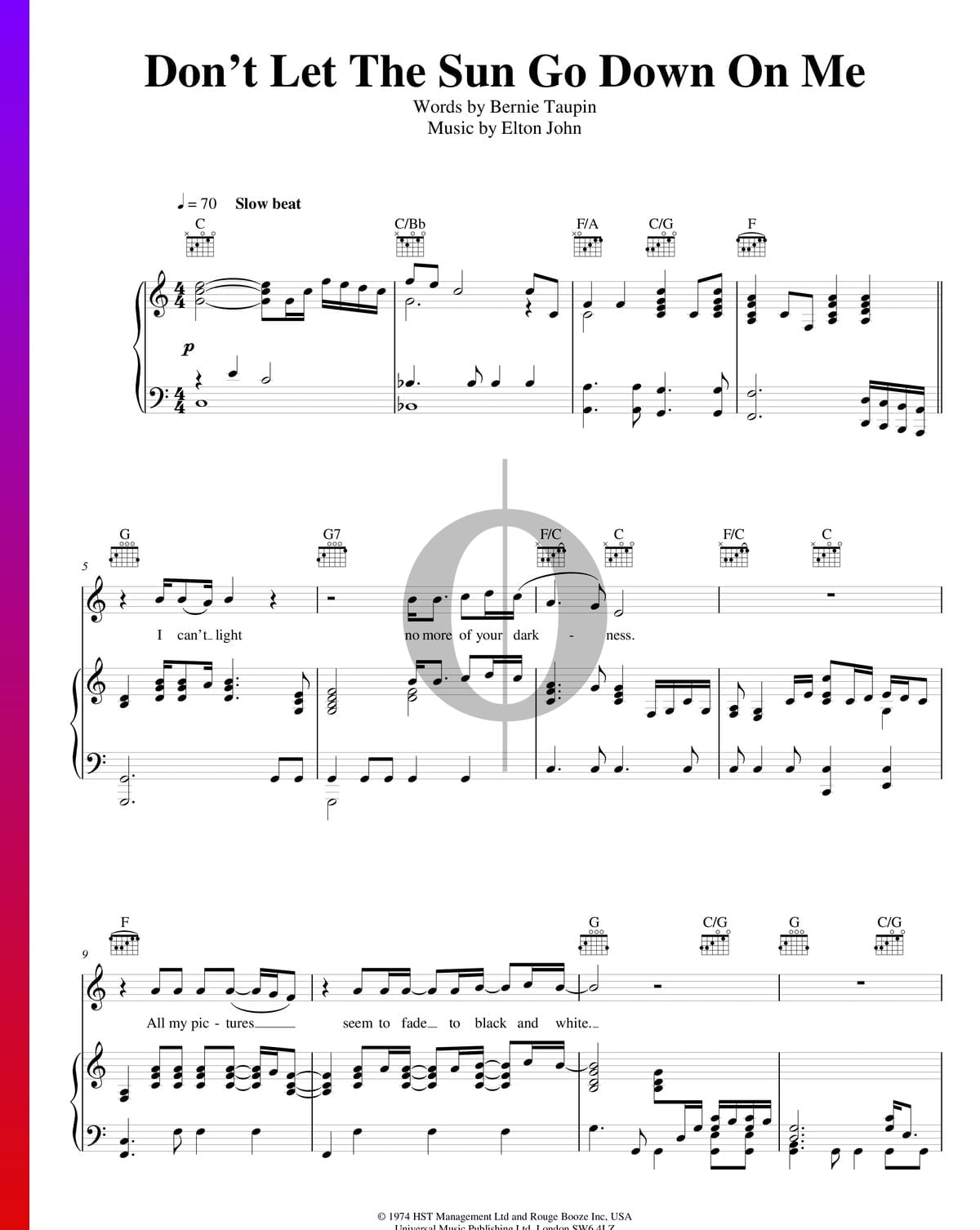Don T Let The Sun Go Down On Me Sheet Music Piano Guitar Voice Pdf Download Streaming Oktav