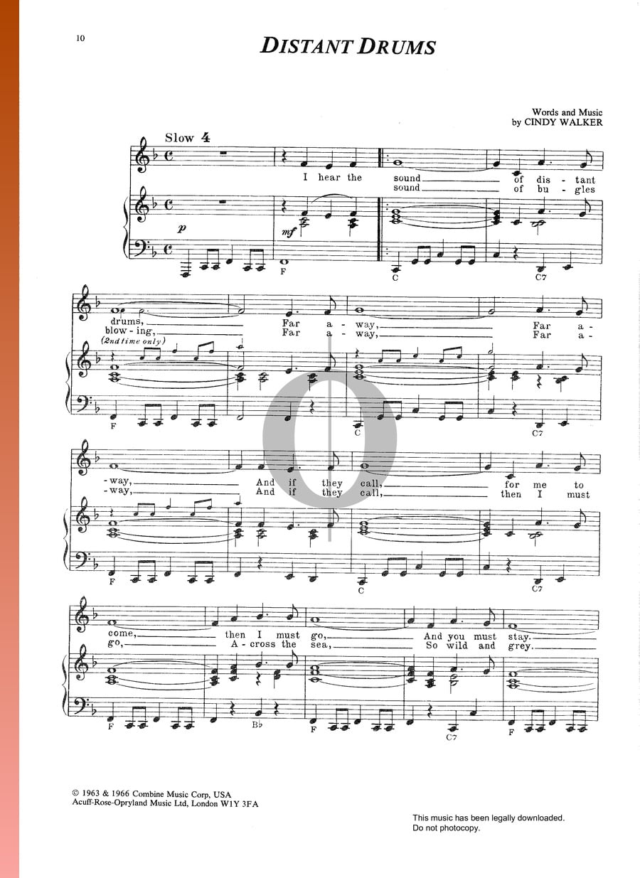Distant Drums (Jim Reeves) Piano Sheet Music OKTAV
