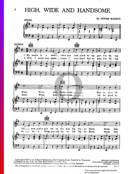 High, Wide And Handsome Sheet Music
