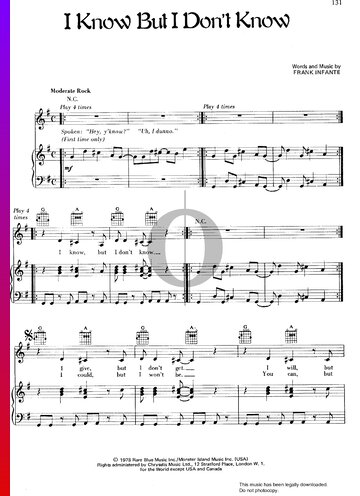 I Know But I Don't Know Sheet Music