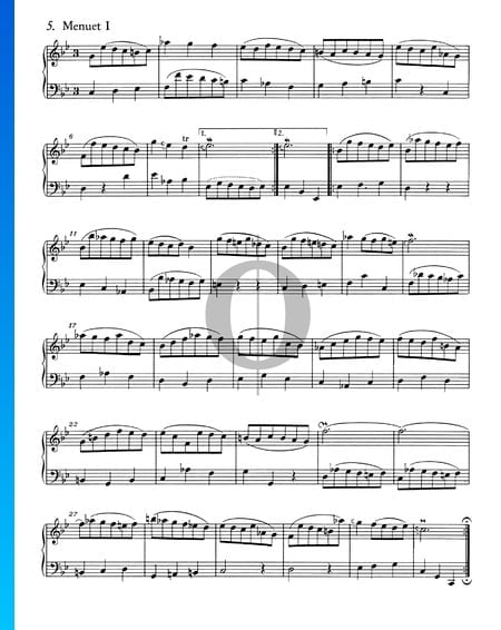 Französische Suite Nr. 2 c-Moll, BWV 813: 5./6. Menuet I und II Musik-Noten