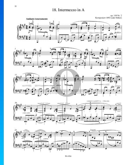 Intermezzo en La Majeur, Op. 118 No. 2